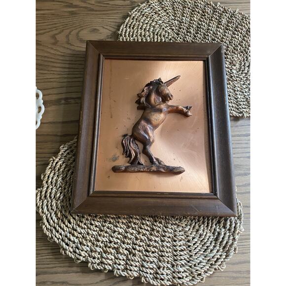 Vintage Midcentury Copper Unicorn 3D Copper Art Piece Unicorn MCM - Picture 1 of 9
